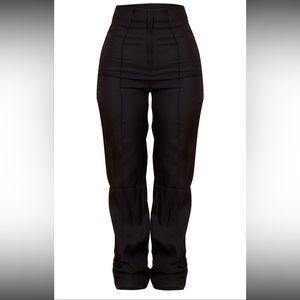 Petite Black High Waisted Straight Leg Pants